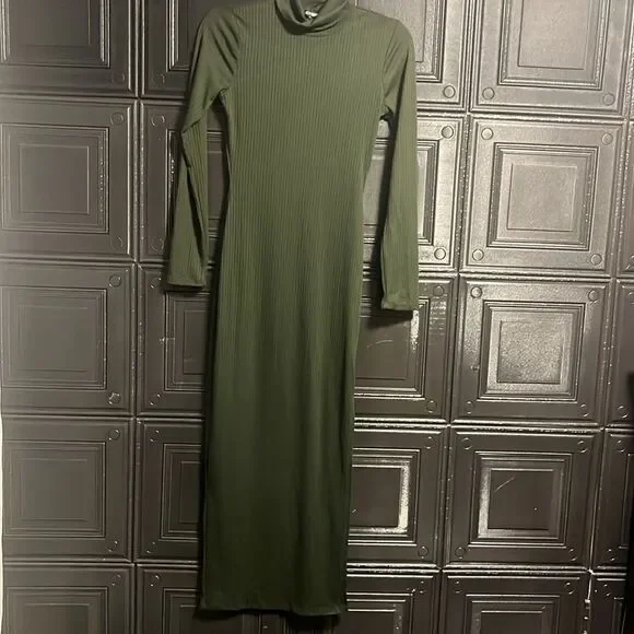 fashion nova turtleneck dress Vestido Maxi Tipo Suter Venae - Verde Oliva